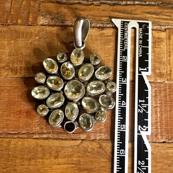 Vintage Citrine and Sterling Silver Pendant, Large - Picture 3 of 4